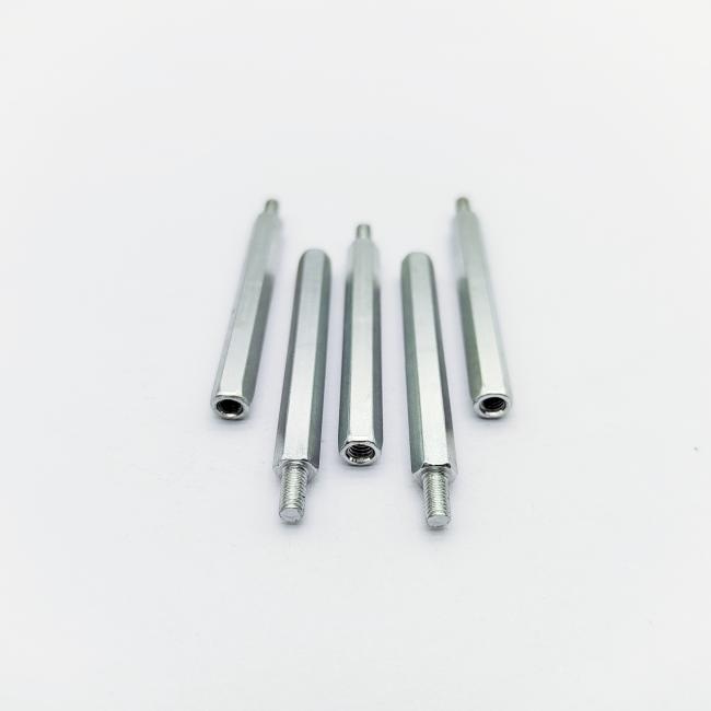 A4-80 stainless steel hex standoffs with male-female threads and blue-zinc plating