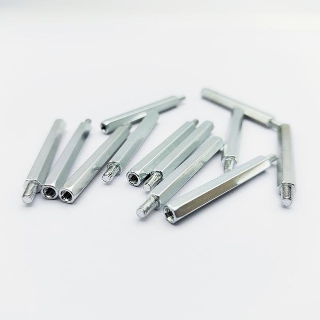 Multiple A4-80 stainless steel hex standoffs showing different sizes