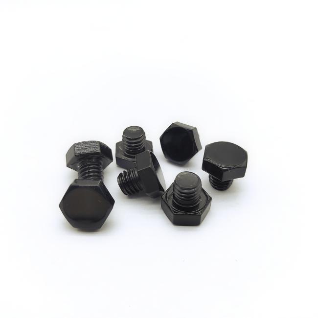 Custom black M8 hex head wheel bolts with decorative finish