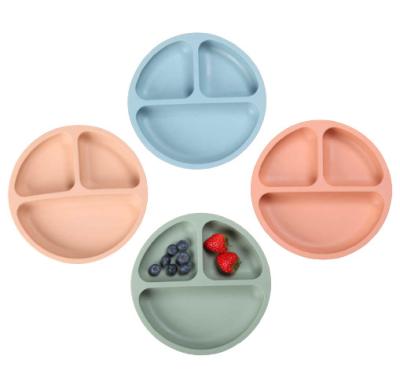 China Baby Suction Silicone Dinner Set Dishwasher Safe Kid Plates 300g for sale