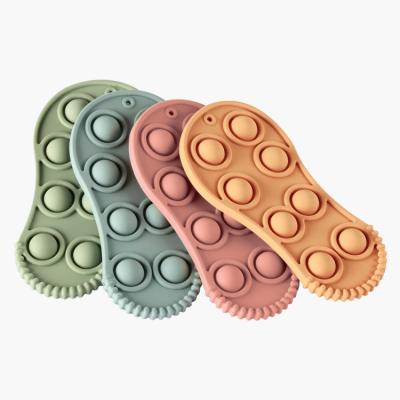 China Shoe Shaped Children Silicone Pop Fidget Toy Stress Relieved Soft Baby Teether for sale