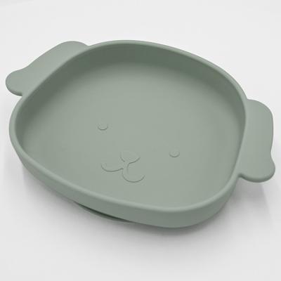 China Custom Dog Shaped Silicone Weaning Plate High Chair Suction Plate 21*15*3.5cm for sale