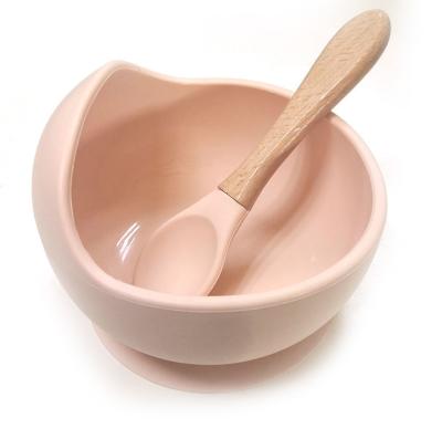 China Colorful Infant Silicone Suction Bowl Set 12*8*5.8cm With Feeding Spoon for sale