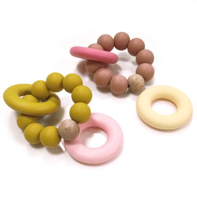 China Infant Natural Rubber Teething Beads Personalised Eco Friendly With A Ring for sale