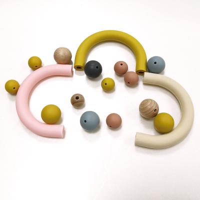 China Baby Chewing Silicone Beads Teether Soft Loose U Tube OEM ODM for sale