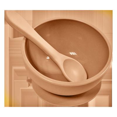 China Soft Non Slip Spill Kids Feeding Pink Silicone Suction Bowl And Spoon Latex Free for sale