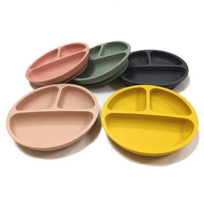 China CE Microwave Safe Round Silicone Baby Plate dish For Toddlers for sale