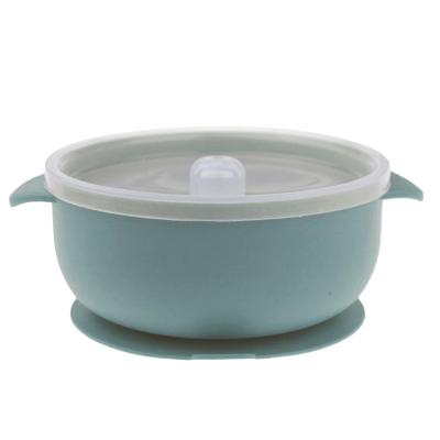 China 14.5*11.5*6cm Custom Printed Small Silicone Bowls Suction Silicone Bowl With Lid for sale