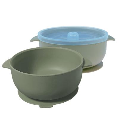 China Food Warmer Baby Feeding Silicone Bowl Set Suction Bowl With Lid for sale