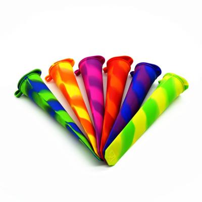 China 6 Pcs Multicolored Silicone Ice Mold 7.5*1.6in ice pole moulds With Attached Lids for sale