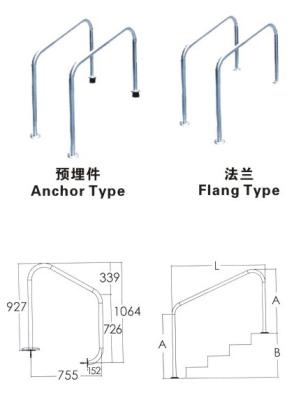 China 1.0mm SS316 Removable Swimming Pool Handrails for sale