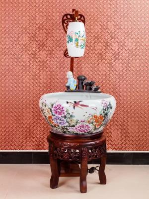 China Home Decoration SGS  Koi Fish Bowl With Peony Pattern for sale