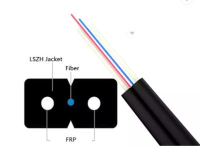 Cina 2*0.5mm FRP FTTH Flat Drop Cable GJXFH 1/2/4/6 Cores in vendita