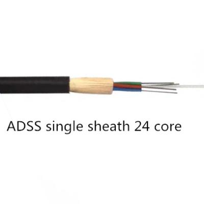 China PBT G652D ADSS Fiber Optic Cable 24 Core Single Sheath Armid Yarn for sale