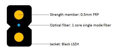 China Uso interno da rede do anti núcleo UV do cabo pendente 1 de FPR G657a2 GJXFH FTTH à venda