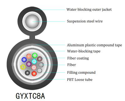Chine Câble optique blindé GYXTC8A de fibre de PE de brin en aluminium de la gaine 12 à vendre