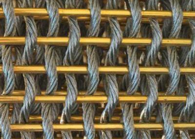 China 0.45mm 0.6mm Copper Facade Mesh , Decorative Woven Wire Mesh for sale