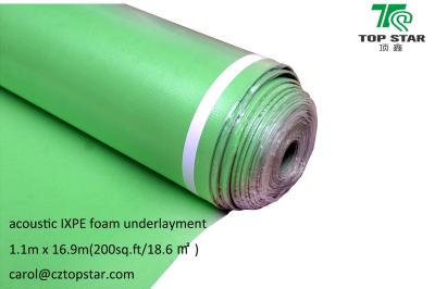 China Green 2mm IXPE Laminate Floor Underlay 33KGS/m3 For All Floor for sale