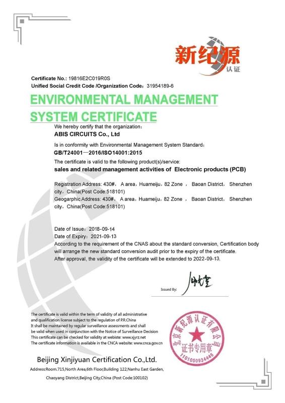ISO14001 - Abis Circuits Co., Ltd.