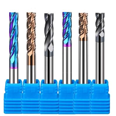 China Tungsten Solid Carbide Coated 3mm 8mm 4 Flute Carbide End Mill For Cnc for sale
