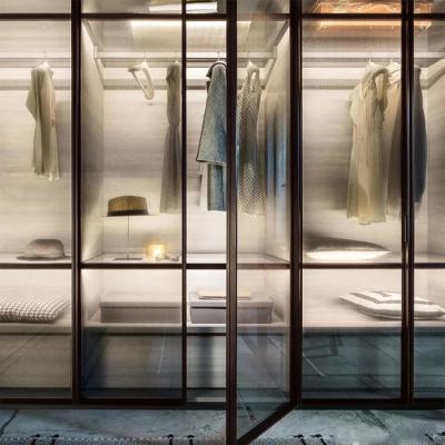 Chine Cabinet en aluminium en verre de cadre de panneau de particules de garde-robes de porte de chambre à coucher à vendre