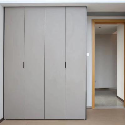 China Grey E1 Modern Wardrobe Closets Folding Door Wardrobe With Drawers for sale