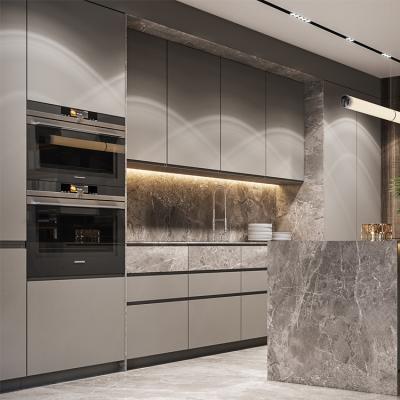 中国 現代家棒E0E1は上の食器棚に大理石模様をつける台所単位に大理石模様をつける 販売のため