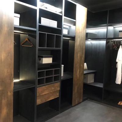 China Modern Open Door Solid Wood Leather Walk In Wardrobe Closets Modular Bedroom for sale