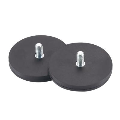 China Black Rubber Coated Pot Magnet Pull Force Industrial Customization for sale