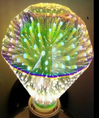 China 3D Fireworks Galaxy Decorative LED Bulbs With Square Diamond Type 5W 100g for sale