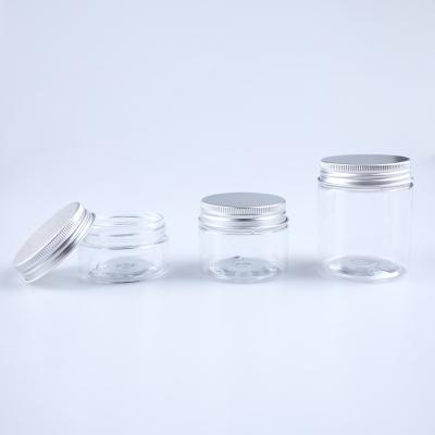 China Securely Sealed Plastic Jar Containers With Aluminium Silver Lid for sale