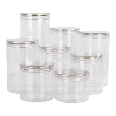 China Hot Stamp Logo Plastic jars with pop up lid and screw lid for sale