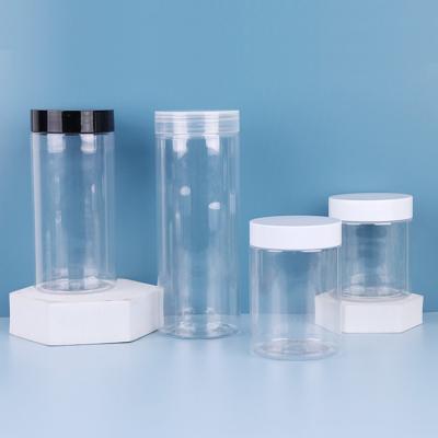 China Custom Transparent Plastic Jar Containers Aluminum Sealing Lid Pressure Sensitive Seal à venda