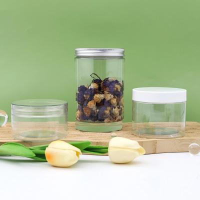 China Food Packaging 250ml 500ml Black Amber Clear Pet Plastic Jar with plastic lid for sale