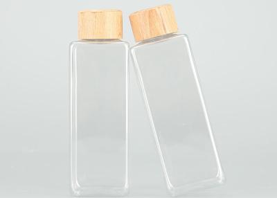 China Botellas plásticas herméticas del top del tornillo 200ml con las tapas de bambú en venta