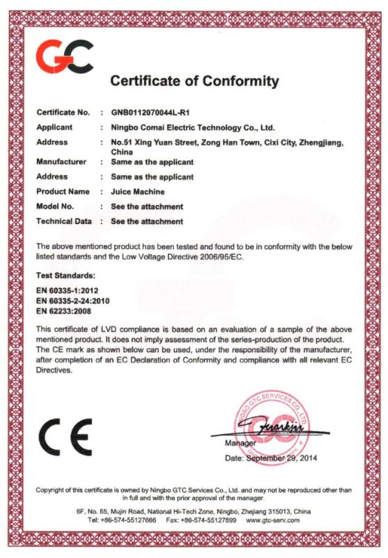 CE - Guangzhou Boyne Kitchen Equipment Co., Ltd.