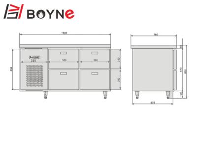Chine réfrigérateur de approvisionnement commercial de 285W Undercounter, congélateur de réfrigérateur industriel d'étagère réglable de 4 tiroirs à vendre