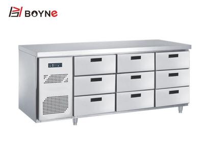 China Counter Industrial Catering Fridge Self - Closing Nine Drawers SS201 Adjustable Temperature for sale