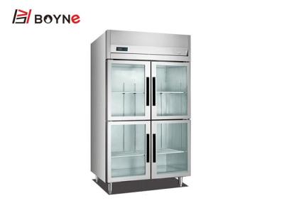 China Upright Industrial Catering Fridge Stainless Steel Kitchen Display Four Glass Door for sale