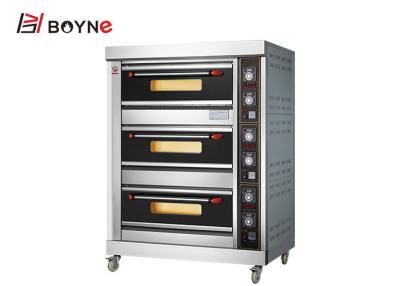 China Handle Electric Industrial Baking Oven Three Layers Six Trays for sale
