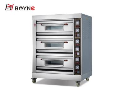 China Hotel Stainless Steel Three Deck Industrial Baking Oven for baking bread ,cookie, and french bread and so on. for sale