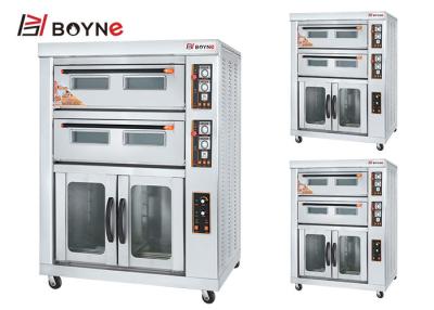 中国 発酵箱の台所用品が付いているProoferの焼けるオーブンが付いている2つのデッキ4の皿のガス オーブン 販売のため