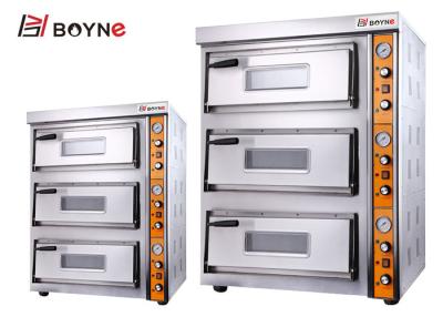 China Stainless Steel Commercial Pizza Oven Three Deck Bakery Oven With Stone for sale
