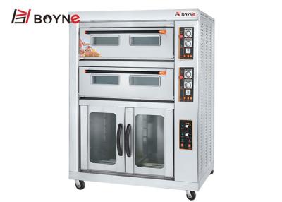 China Commercial Bakery Kitchen Equipment Stainless Steel Two Deck Four Trays Gas Oven With Proofer for sale
