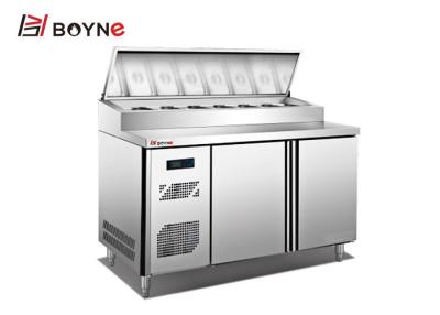 China Stainless Steel Embraco Compressor Two Door Pizza Preparation Refrigerator For Bakery Shop for sale