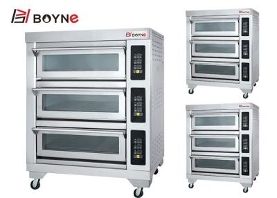 China Commercial Industrial Three Layer Six Trays Deck Oven With Long Glass Electric 380v for sale