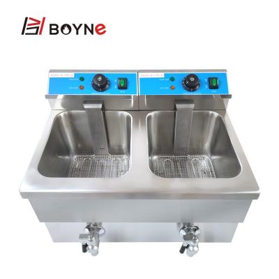 China 220V Commercial Kitchen Cooking Equipment Deep Fryer Double Tank for sale