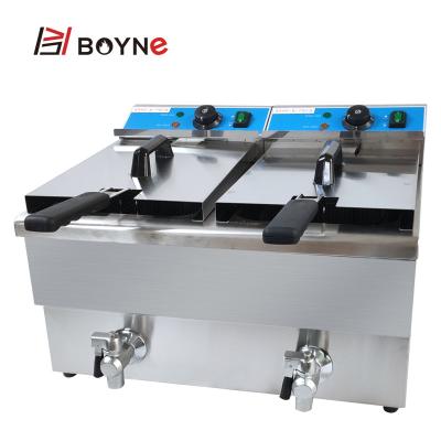 China 6.6kw Commercial Kitchen Cooking Equipment Electric Double Tank Fryer for sale