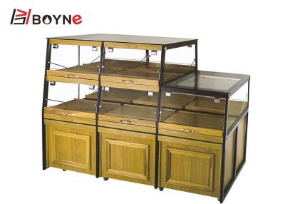 China Two Side Opened Bakery Pastry Display Case Wooden Base Cabinet for sale