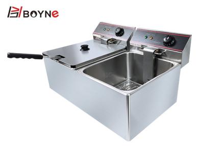 China 6.5kw Commercial Kitchen Cooking Equipment 2 Tank 11L Stainless Steel Deep Fryer for sale